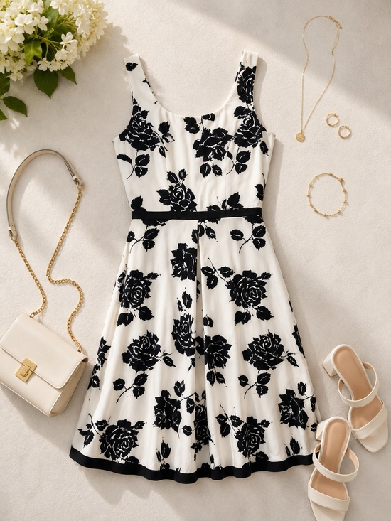 Ann Taylor Dresses & Skirts - Ann Taylor White Dress with Black Floral Print